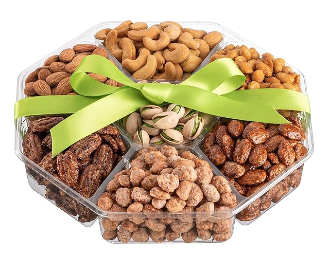 Nuts Gift Basket - Extra Large Assortment of Sweet & Roasted Salted Gourmet Nuts - Assorted Food Gift Box for Birthday, Family, Sympathy, Men & Women.