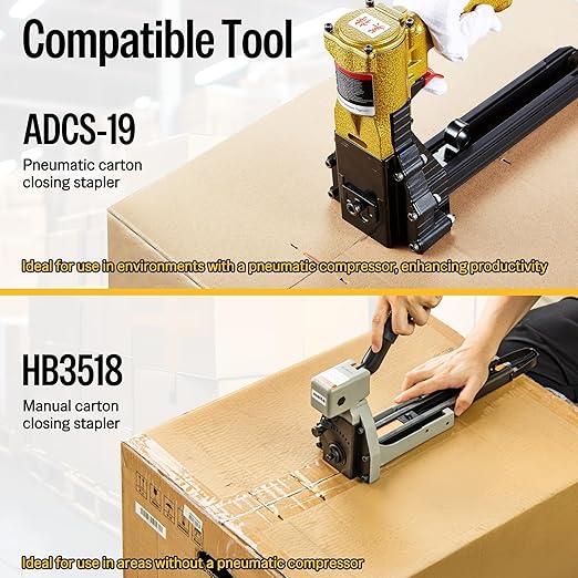 meite Carton Closing Staples 16 Gauge 1-3/8" Wide Crown 7/8" Leg Copper-Coated Box Staples for Pneumatic or Manual Box Stapler Cardboard Sealer Packaging (7,000PCS)
