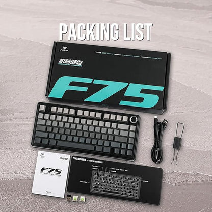 EPOMAKER x Aula F75 Gasket Mechanical Keyboard, 75% Wireless Hot Swappable Gaming Keyboard with Five-Layer Padding&Knob, Bluetooth/2.4GHz/USB-C, RGB (Black Gradient, LEOBOG Reaper Switch)