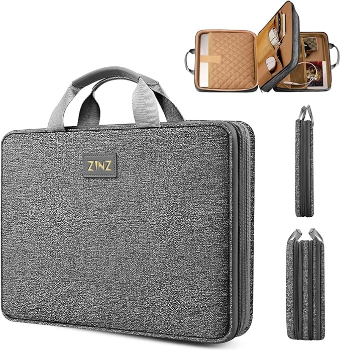 ZINZ Laptop Case 13 inch Sleeve, Expandable Computer Briefcase Protective Handbag with Multi-pockets, Compatible with MacBook Air/Pro M4/M3/M2/M1, iPad 12.9/13, XPS 13, Durable & Recycled，D01G01