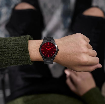 BUREI Men Watches Fashion Analog Stainless Steel Quartz Waterproof Watches,Gift for Men.