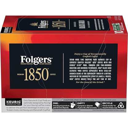 Folgers 1850 Black Gold Dark Roast Coffee, 60 Keurig K-Cup Pods