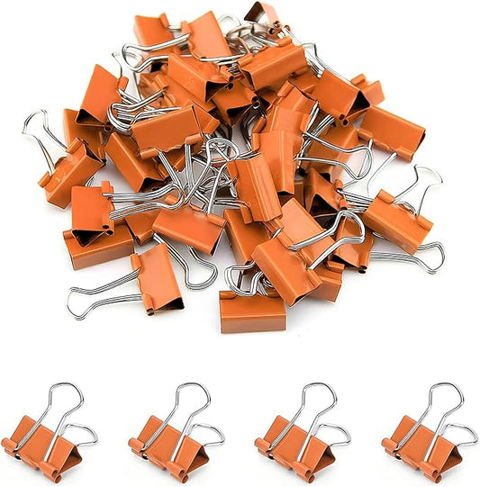 50 Pack Small Orange Binder Clips 3/4 Inch (19 mm), Colored Little Paper Clamps, Tiny Mini Paper Clips for Office Home School Business 0.75"