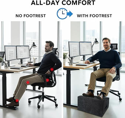 Foot Rest Under Desk, Comfortable Office Footrest, Ergonomic Foot Stool for Long Sitting with Curved Design Relieves Leg Pressure (Dark Gray)