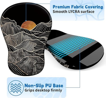 YIWEI Ergonomic Mouse Pad with Wrist Rest - Comfortable Office Mousepad with Memory Foam Wrist Support for Carpal Tunnel Relief, Mouse Pads with Non-Slip Base for Gaming and Home (Sunset)