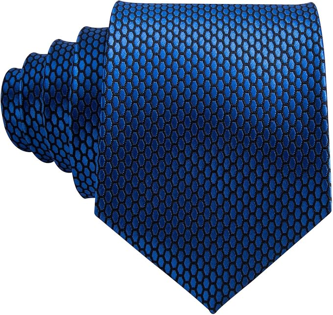 Barry.Wang Tie Sets for Men Silk Solid Necktie Stain Ties Handkerchief Pocket Square Cufflinks Wedding Business Dyed