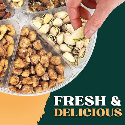 Nuts gift Basket Platter With a Variety of Freshly Roasted Nuts - Beautifully Packaged Gift for Birthday, Sympathy Basket. (6 Sectional Ultimate)