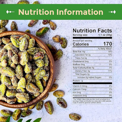 Sincerely Nuts Pistachios Roasted and Salted Kernels No Shell Healthy Snacks for Kids and Adults Shelled Convenient Snack Gourmet Flavor Vegan, Kosher Gluten Free. 1 LB Bag