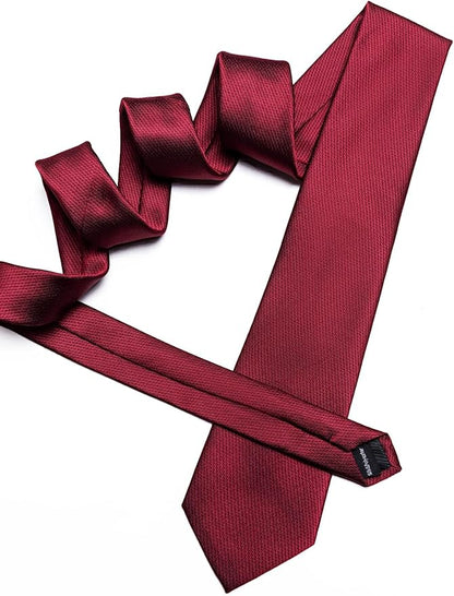 Barry.Wang Tie Sets for Men Silk Solid Necktie Stain Ties Handkerchief Pocket Square Cufflinks Wedding Business Dyed