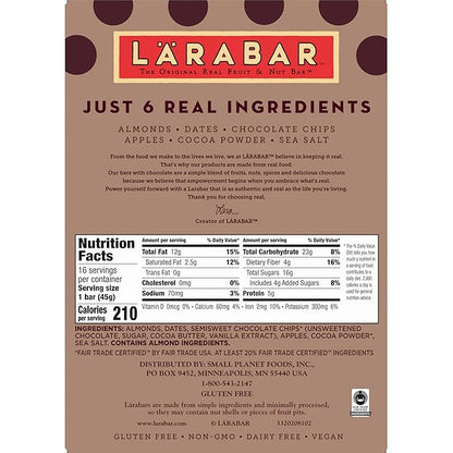 Larabar Almond Butter Chocolate Chip, Gluten Free Vegan Bars, 16 ct