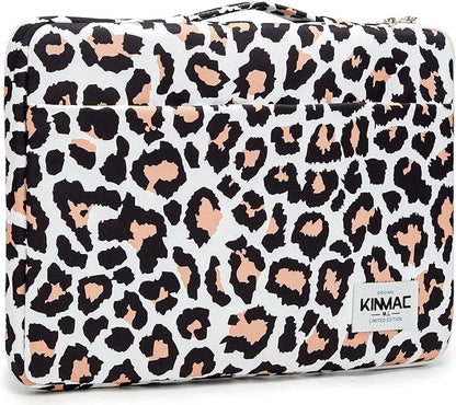 Kinmac 360 Degree Protective Laptop Sleeve Case Bag with Handle for MacBook Air 15 inch and 15 inch-15.6 inch HP Lenovo Dell ASUS Acer Laptop (Leopard-Pink)