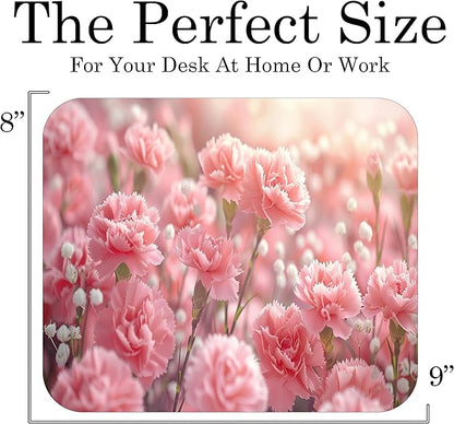 Floral Pattern Flower Mouse Pad Mat Mousepad for Desk Computer Laptop PC Gaming Home or Office Gift for Her Flowers (Pink Carnation MP107)