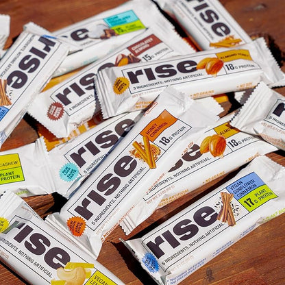 Rise Pea Protein Bar - Vegan Lemon Cashew | Breakfast Bar & Protein Snack 15g Protein Just 3 Whole Food Ingredients Non-GMO Gluten-Free Soy Free