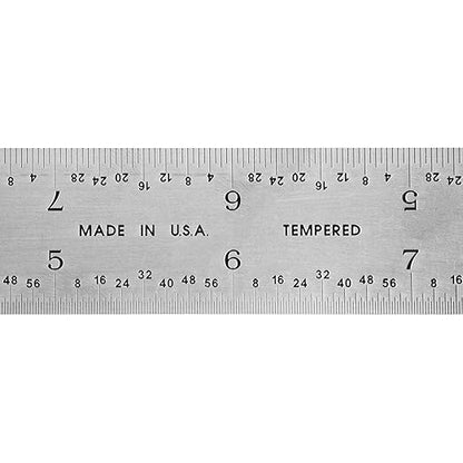 PEC Tools 12" Rigid Metal Ruler, Made from Premium Stainless Steel, 4R Graduation (1/8", 1/16", 1/32", 1/64"), Fully Hardened and Tempered Machinst Rule, Made in USA