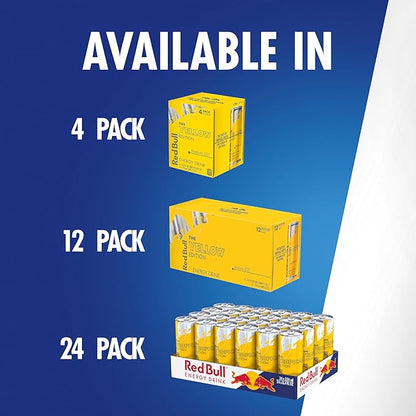Red Bull Yellow Edition Energy Drink, Tropical, with 80mg Caffeine plus Taurine & B Vitamins, 8.4 Fl Oz, Pack of 4 Cans