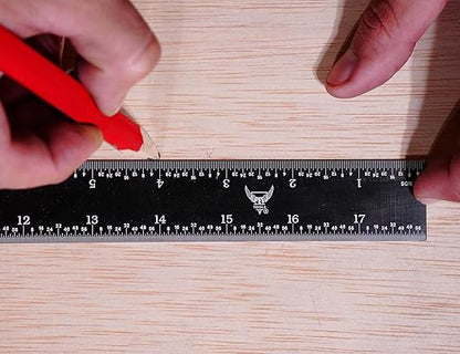 PEC Tools 18" Rigid Machinist Rule, Stainless Steel Ruler with Black Chrome Finish, High-Contrast Easy to Read, 4R Graduaction (1/8", 1/16", 1/32", 1/64"), Made in USA