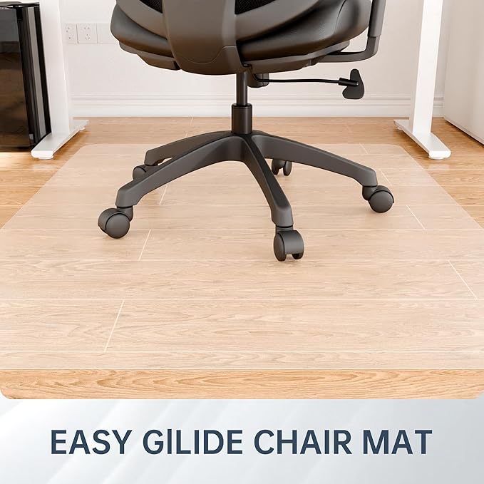 Office Chair Mat for Hardwood Floor, Ship Flat 48"x36" Heavy Duty Floor Protector for Desk, Plastic Rolling Chair Mats, Clear Floor Mat Smooth Glide, No Divot, Rectangle