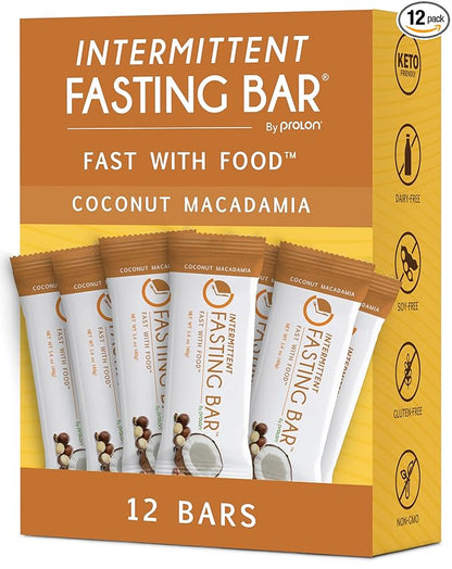 Prolon Fasting Bars | 5g Protein, 7g Fiber | Keto-Friendly, Gluten-Free, Dairy-Free, Plant-Based | Nutrition for Intermittent Fasting | Formulated to Not Break Your Fast | Coconut Macadamia Nut (12 Count)
