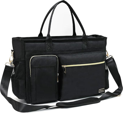 Rabjen Nurse Tote Bag for Work with Padded 15.6” Laptop Sleeve, Medical Supplies Shoulder Bag for Home Health Care