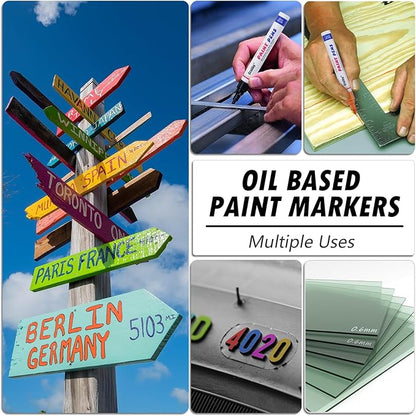 Purple Paint Markers, 12 Pack Oil-Based Waterproof Quick Dry Permanent Paint Pen Set for Rocks Painting, Wood, Fabric, Plastic, Canvas, Glass, Mugs, Metal, Tire, Stone, DIY Craft