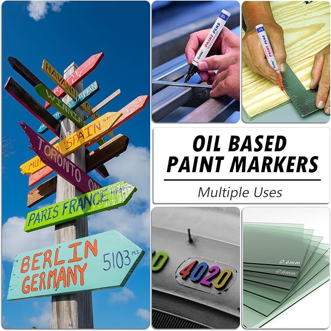 Yellow Paint Markers, 12 Pack Oil-Based Waterproof Quick Dry Permanent Paint Pen Set for Rocks Painting, Wood, Fabric, Plastic, Canvas, Glass, Mugs, Metal, Tire, Stone, DIY Craft