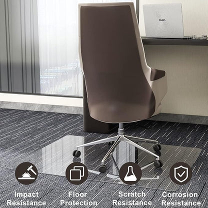 GLSLAND Office Chair Mat for Carpet - 36" x 46" Tempered Glass Floor Mat - for Office Chair on Carpet - 1/6" Thick Clear Computer Floor Mat with 4 Anti-Slip Pads