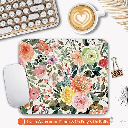 Square Mouse Pad Watercolour Floral,Personalized Premium-Textured Custom Mouse Mat Design,Washable Mousepad Cloth,Non-Slip Rubber Base Computer Mouse Pads for Wireless Mouse