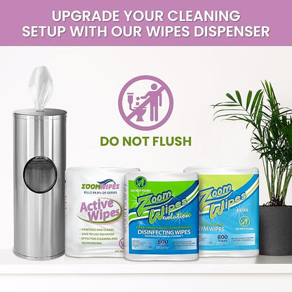 Zoom Active Cleaning Wipes Bulk 6000 Count (4 Rolls of 1500) | Antibacterial Disinfecting Wipes for Hands, Home, Gym, Office & Car | Multi-Purpose, Quick Dry, Fresh Scent, Made in USA, No Bleach