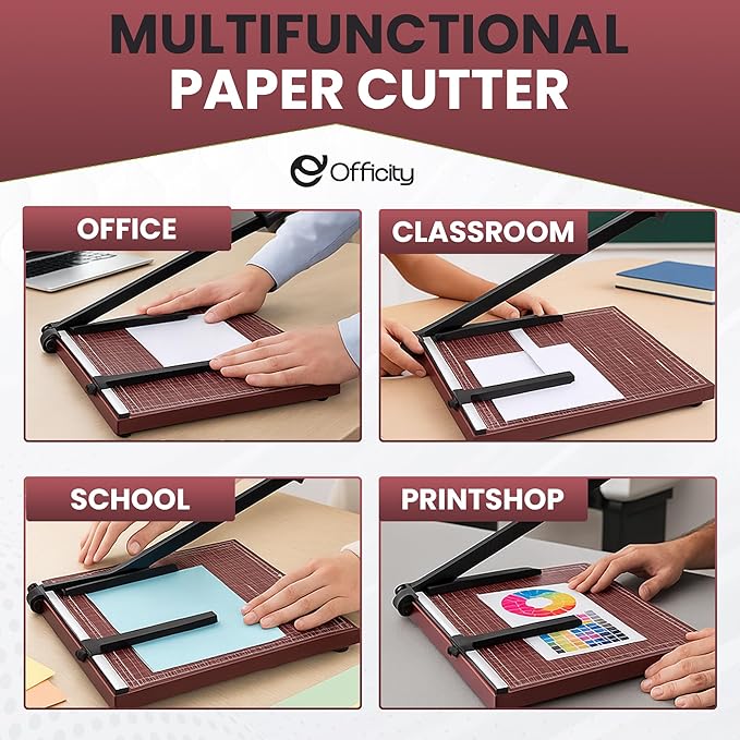 Guillotine Paper Cutter Heavy Duty, 18" Cut Length Paper Trimmer Cuts 12 Sheets, Accurate & Safe Paper Slicer Cutter for Cardstock, Photos, Crafts, Office, Home & Classroom