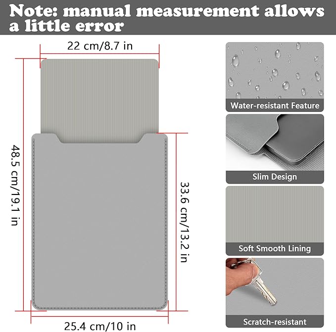 BVYA 12-13.3" Laptop Sleeve, PU Leather Laptop Case Compatible with MacBook Air 13 2018-2022 (M2 A2681 M1 A2337), Compatible with MacBook Pro 13 2016-2022 (M2 A2686 M1 A2338 A2251 A2289 A2159)