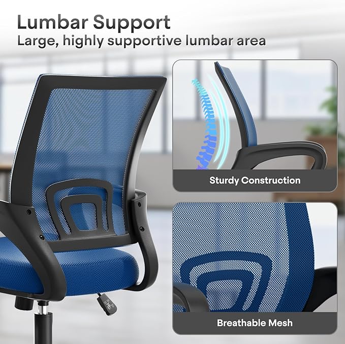Athena Collection Office Chair - 330Lbs, 2 Packs Breathable Mesh Desk Chair Thickness Cushion with Lumbar Support & Armrest, Rolling Swivel Adjustable Tilt Lock for Home Office/Gaming, Bedroom Study