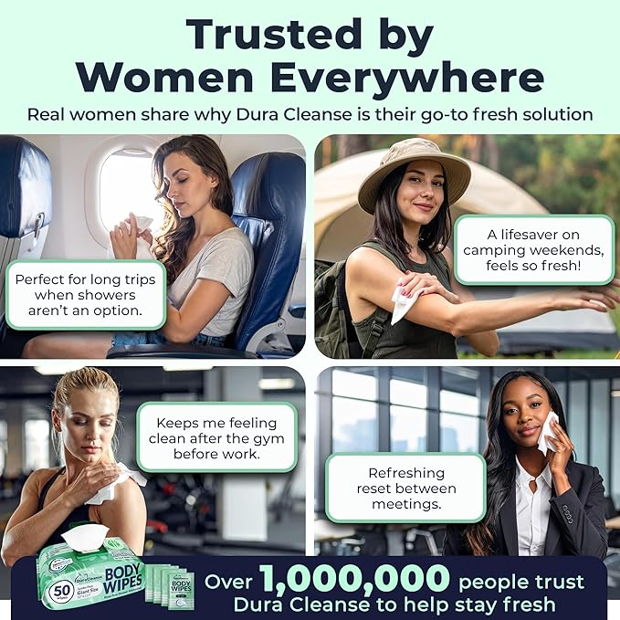 Body Wipes for Women, Extra Moist No Rinse Bathing Wipes (2pk), 100 XL Shower Cloths + 8 Deodorizing Bath Cloths - 10 x 11.5" Travel Size After Gym Cleaning Essentials, Toiletries for Womens Hygiene