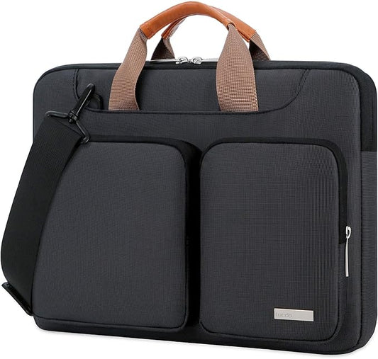 Lacdo 360° Protective Laptop Shoulder Bag, 15-15.6 inch Laptop Sleeve Case for Acer HP Lenovo Dell ASUS Laptop, Acer Aspire, HP Pavilion, Dell Inspiron, Lenovo IdeaPad,ASUS ZenBook Computer Bag, Black