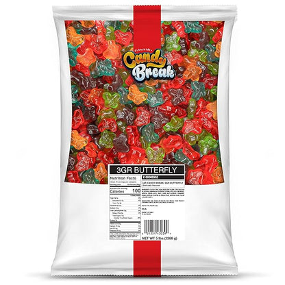 Candy Break Butterfly Gummy Candy, Fruity & Sweet Gummy Candies with 5 Fruit Flavors, Mix Pack, 5 lbs Share Size Bag, Pack of 1