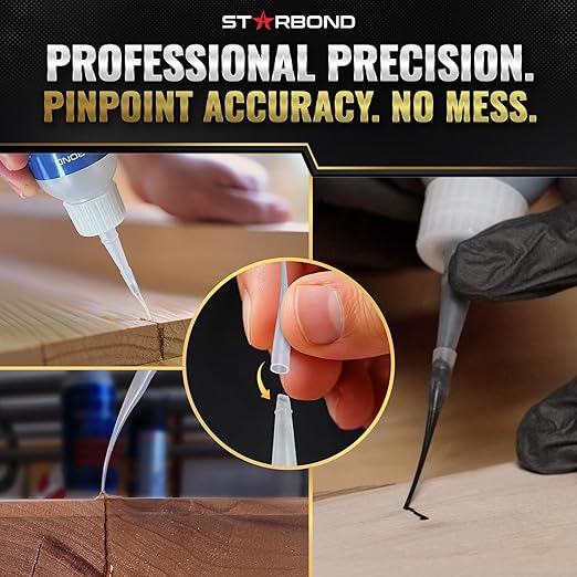 Starbond Thick Super Glue Pro Kit (2 oz) – Gap-Filling CA Glue (Cyanoacrylate Adhesive) – with Clog-Resistant Cap, Microtips & Extra Nozzle for Woodworking, Crafts, Carpentry, Archery Fletching