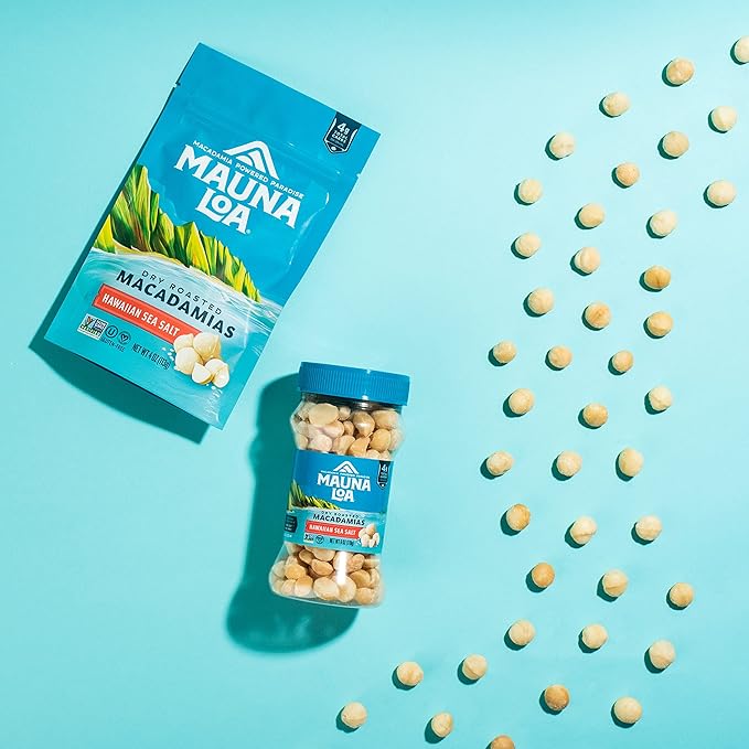 Mauna Loa Sea Salt Roasted Macadamia Nuts, 7 oz Resealable Bag, Keto Friendly, Gluten Free, Healthy Hawaiian Snack