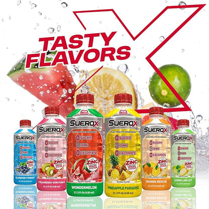 SueroX Sugar Free Sports Drink for Hydration and Recovery, Electrolyte Hydration Drink with 8 Ions, Zero Calorie Sports Drinks, Coconut Refresh, 21.3 Fl Oz, 6 Count
