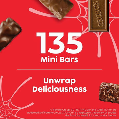 Butterfinger, CRUNCH, Baby Ruth, 100 Grand Minis, Assorted Candy Bars, Great for Sharing, Bulk 135 Count Pack, 55.3 oz