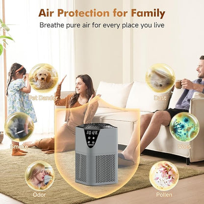 Air Purifiers for Home Large Room up to 1750 Sq Ft, H13 True HEPA Filter Air Purifiers for Bedroom, 25dB Quiet with Fragrance Diffuser for Home, Bedroom,Office (Gray)