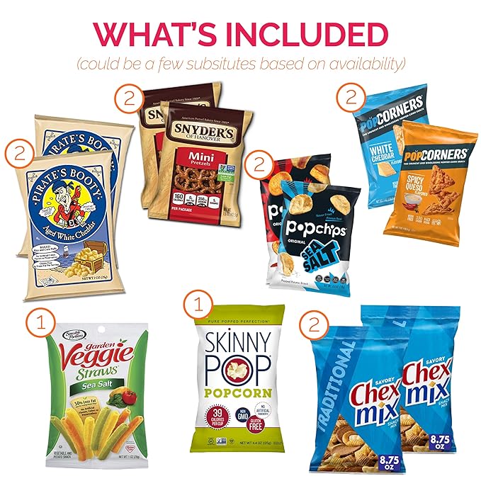 Healthy Snacks Variety Pack for Adults, Kids and Teens (50 Count) - Healthy Snack Box with Chips, Cookies & Granola Bars for Birthdays and Office - Care Package for College Students