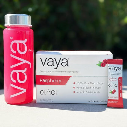 Vaya - Sugar Free Electrolyte Powder Packets – Give Your Body Instant Hydration - with Fasting Electrolytes (30 Pack, Raspberry)