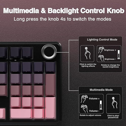AULA F99 Pro Wireless Mechanical Keyboard with Knob,Tri-Mode BT5.0/USB-C/2.4GHz Hot Swappable Keyboard,Gasket Structure,Creamy Sound,RGB Backlit Computer Gaming Keyboards