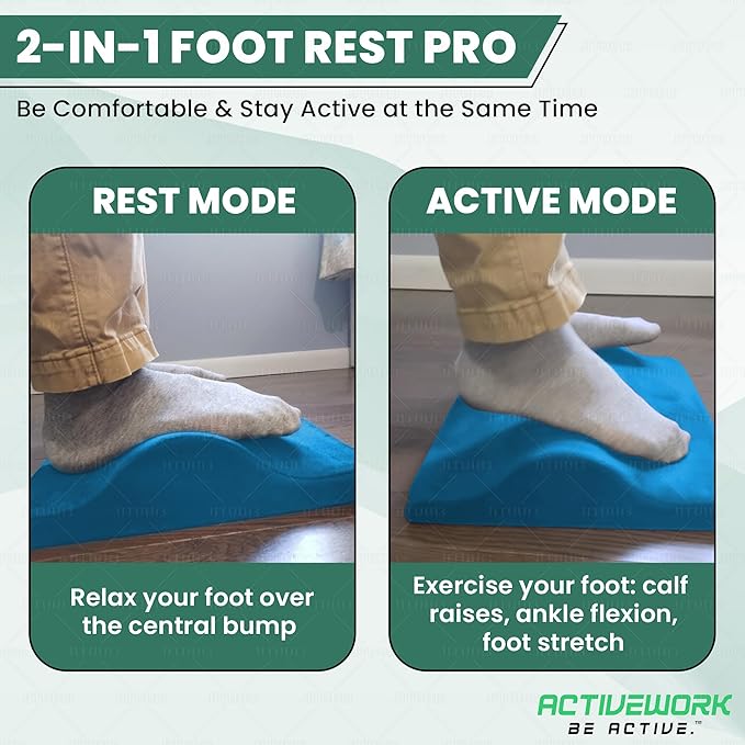2-in-1 Portable Foot Rest Pro - Extra Large - Foot Rest & Foot Leg Exerciser - Improve Circulation & Relax Exercise Massage Foot Under Desk Work Office Chair, Gaming & Home - Seniors (Gray)