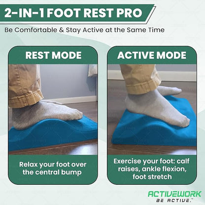 2-in-1 Portable Foot Rest Pro - Extra Large - Foot Rest & Foot Leg Exerciser - Improve Circulation & Relax Exercise Massage Foot Under Desk Work Office Chair, Gaming & Home (Brown)