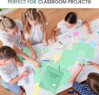 Colored Paper 500-Sheets - Green Paper, 8.5 x 11 Colored Printer Paper, Arts & Crafts, DIY Projects - School & Office Supplies - Pastel Copy Paper, 1 Ream, Made in the USA