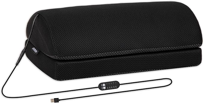 Mind Reader Heated Memory Foam Footrest, Under Desk Ergonomic Support with 4 Heat Settings, Timer & Auto Shut-Off, Adjustable Height, Black