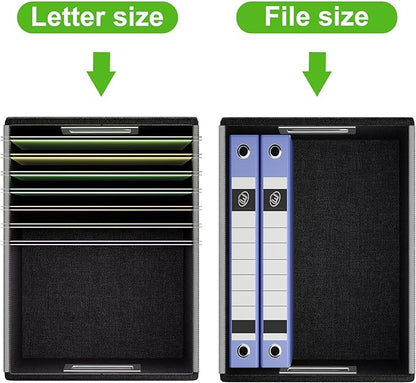 Huolewa Portable Leather File Organizer Storage Boxes, Collapsible File Folder Organizer Boxes with Lids, Document Organizer, Decorative Filing Box Cabinet for Letter/Legal File Folder Storage