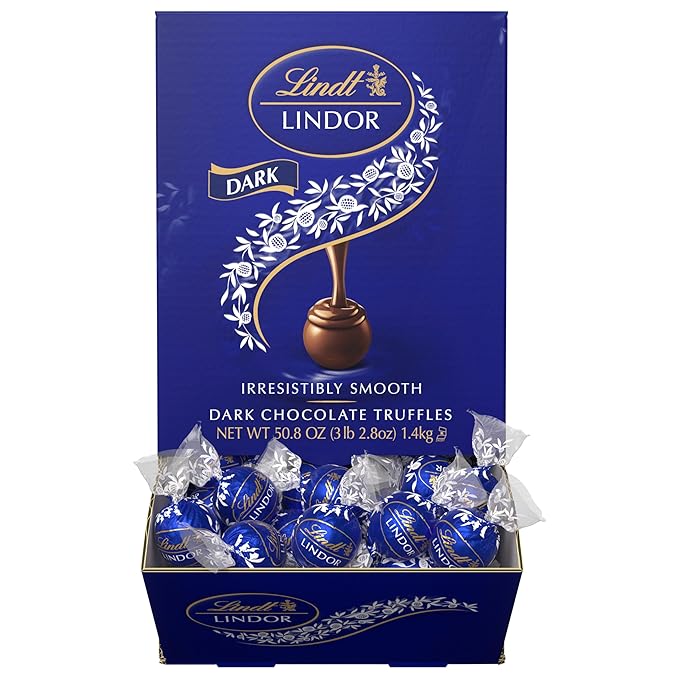 Lindt LINDOR Dark Chocolate Candy Truffles, Dark Chocolate with Smooth, Melting Truffle Center, 50.8 oz., 120 Count