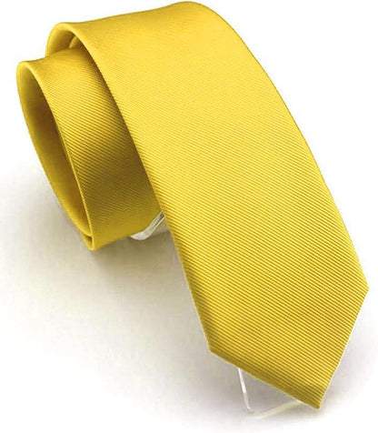 JEMYGINS 2.4" Solid Color Skinny Tie and Pocket Square with Tie Clip Sets for Men (6cm)