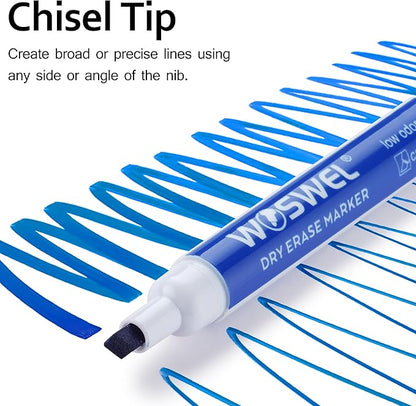 Dry Erase Markers, 60 Bulk Pack, 12 Assorted Colors Chisel Tip Whiteboard Markers, Chisel Point Low Odor Dry Erase Markers
